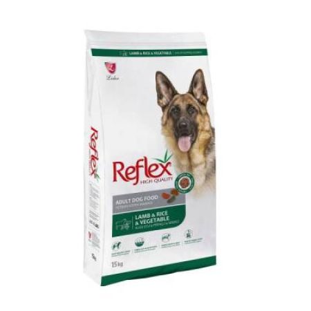 Reflex Kuzu Etli Pirinçli ve Sebzeli Yetişkin Köpek Maması 15 Kg