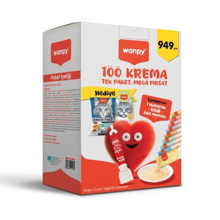 Wanpy Kedi Kreamaları Avantaj Paketi Kedi Ödülü 100 Adet (Hediyeli)