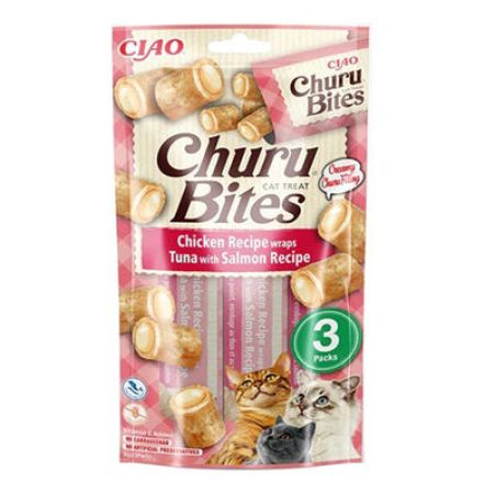 Inaba Ciao Churu Bites Tavuk Sargılı Ton Balıklı ve Somonlu Kedi Ödül Maması 3 x 10 Gr