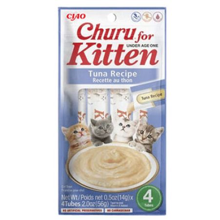 Inaba Ciao Churu Cream Kitten Yavru Kediler İçin Tuna Balıklı Ödül Maması 4 x 14 Gr