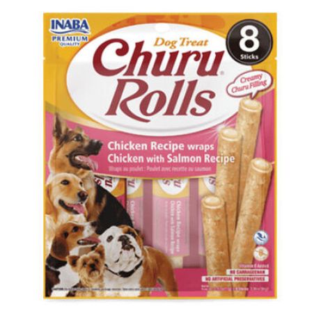 Inaba Churu Rolls Sticks Tavuk Sargılı Somonlu Köpek Ödül Maması 8 x 12 Gr