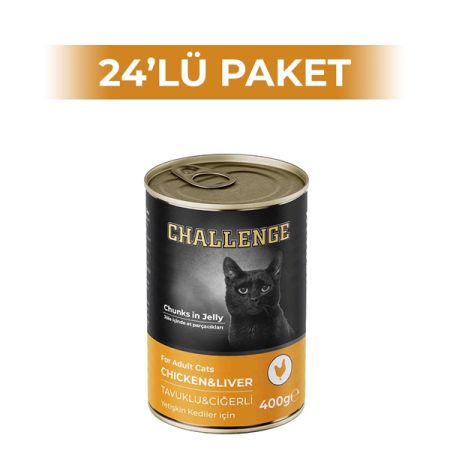 Challenge Tavuklu Ciğerli Yetişkin Kedi Konservesi 400 gr 24 Adet