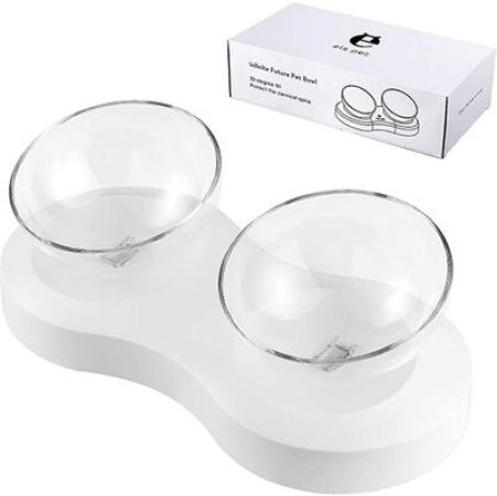ELS Pet Kedi ve Köpek İkili Şeffaf Mama ve Su Kabı