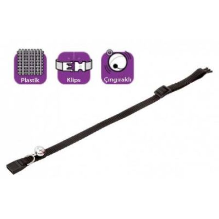 Karlie Çıngıraklı Siyah Kedi Boyun Tasması