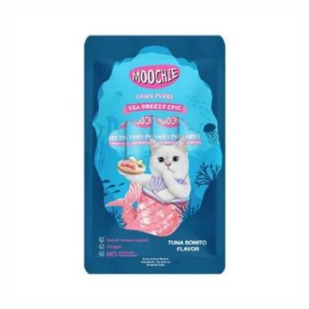 Moochie Creamy Ton Balıklı ve Palamutlu Sıvı Krema Kedi Ödülü 5x15 gr