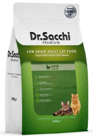 Dr. Sacchi Premium Düşük Tahıllı Kuzu Etli Yetişkin Kedi Maması 1 kg