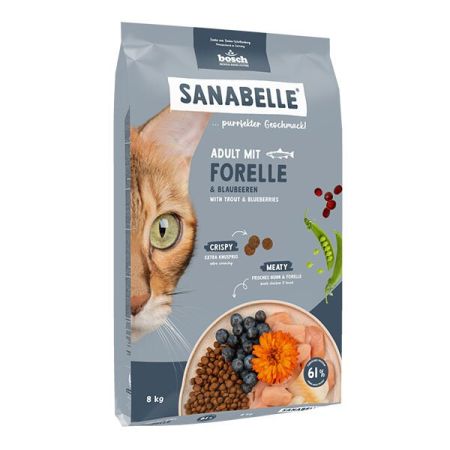 Sanabelle Life Alabalıklı ve Yaban Mersinli Yetişkin Kuru Kedi Maması 8 Kg