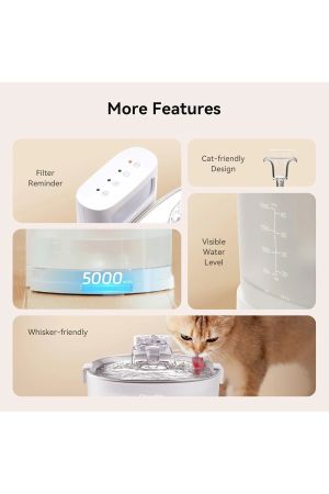 Cheerble Çelik Hazneli Şarjlı Otomatik Kedi Su Pınarı 22 X 20 X 18, 2lt