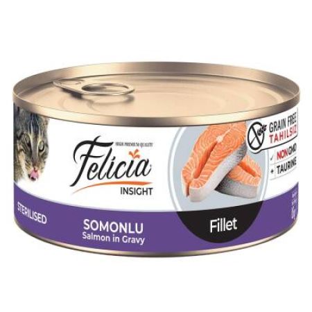 Felicia Tahılsız Parça Etli Kısırlaştırılmış Somonlu Kedi Konservesi 85 gr