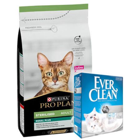Pro Plan Kısırlaştırılmış Tavşanlı Kedi Maması 10 Kg + Everclean 10 Lt Kedi Kumu