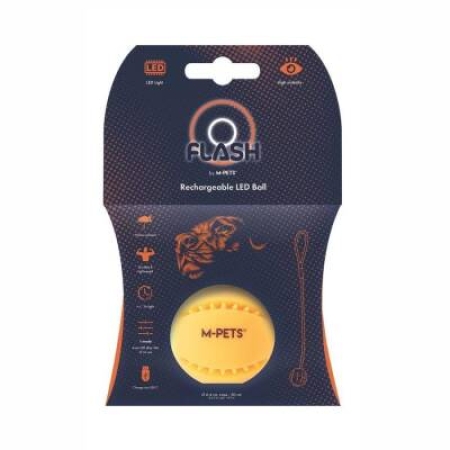 M-Pets Flash Led Işıklı Top Köpek Oyuncağı Turuncu