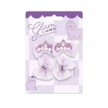 M-Pets Glam Fiyonklu Kedi ve Köpekler İçin Aksesuar Toka Mor