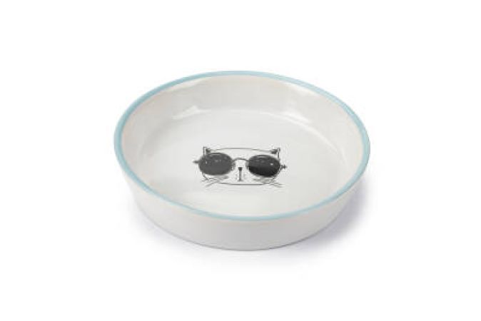 Beeztees Kedi Mama Su Kabı, Seramik, Beyaz, 16cm, 300ml