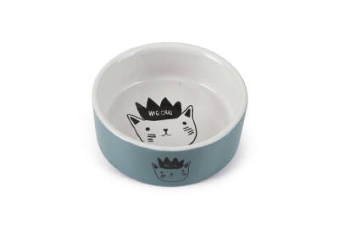 Beeztees Kedi Mama Su Kabı, Seramik, Mavi, 11,5cm, 180ml
