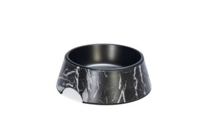 Beeztees DBL Köpek Mama Su Kabı, Mat Siyah Paslanmaz Çelik, Siyah Mermer Görünümlü, 22cm, 700ml