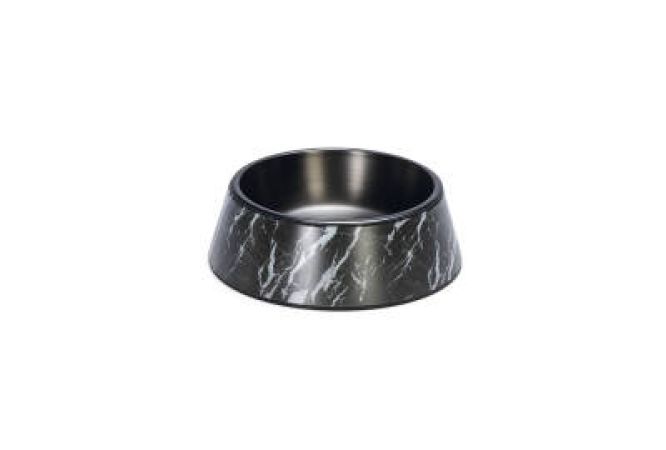 Beeztees DBL Köpek Mama Su Kabı, Mat Siyah Paslanmaz Çelik, Siyah Mermer Görünümlü, 17,5cm, 350ml
