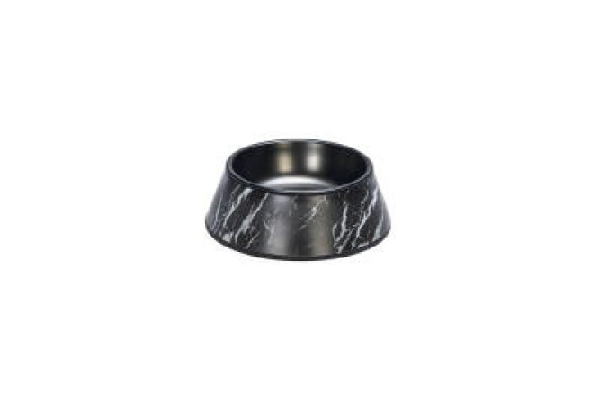 Beeztees DBL Köpek Mama Su Kabı, Mat Siyah Paslanmaz Çelik, Siyah Mermer Görünümlü, 14cm, 160ml