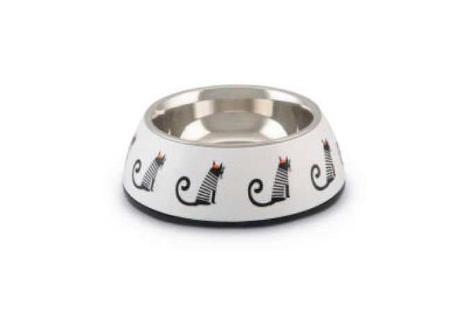 Beeztees Kedi Mama Su Kabı, Paslanmaz Çelik, Beyaz, 14x4,5cm, 160ml