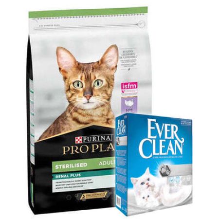 Pro Plan Kısırlaştırılmış Hindi Etli Kedi Maması 14 Kg + Everclean 10 Lt Kedi Kumu
