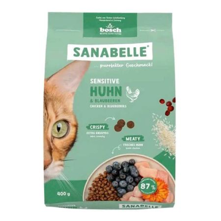 Sanabelle Sensitive Tavuklu ve Yaban Mersinli Yetişkin Kuru Kedi Maması 400 gr