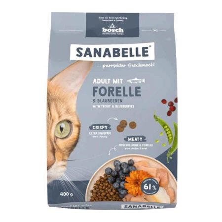 Sanabelle Life Alabalıklı ve Yaban Mersinli Yetişkin Kuru Kedi Maması 400 gr