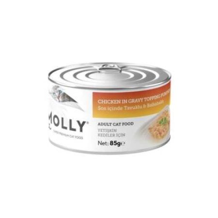 Molly Sos İçinde Tavuklu ve Balkabaklı Tahılsız Yetişkin Kedi Konservesi 85 gr