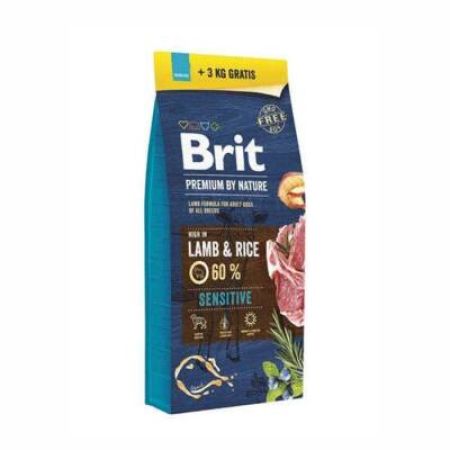 Brit Premium By Nature Sensitive Kuzu Etli ve Pirinçli Yetişkin Köpek Maması 15 Kg + 3  Kg Hediyeli