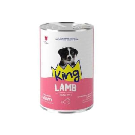 King Sos İçinde Et Parçacıklı Kuzu Etli Yavru Köpek Konservesi 400 gr