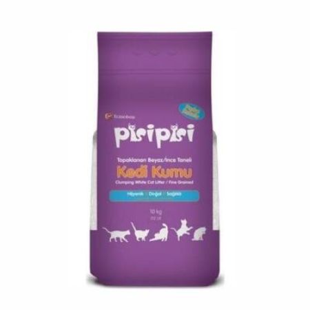 Pisipisi Pudra Kokulu İnce Taneli Topaklanan Bentonit Kedi Kumu 10 kg
