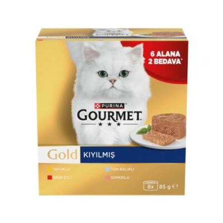 Gourmet Gold Kıyılmış Karışık Çeşitli Yetişkin Kedi Konservesi 85 gr 8 AL 6 ÖDE