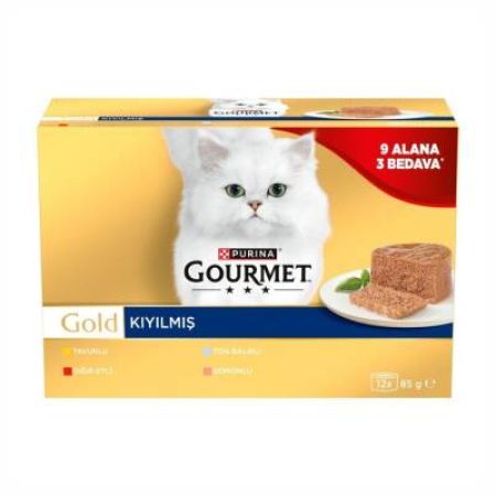 Gourmet Gold Kıyılmış Karışık Çeşitli Yetişkin Kedi Konservesi 85 gr 12 AL 9 ÖDE