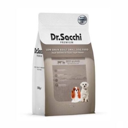 Dr. Sacchi Premium Düşük Tahıllı Sığır ve Kuzu Etli Mini Irk Yetişkin Köpek Maması 1,5 kg