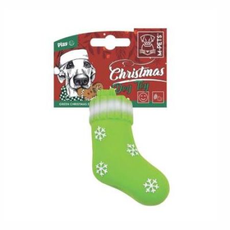 M-Pets Christmas Yeşil Çorap Latex Köpek Oyuncağı 13 cm