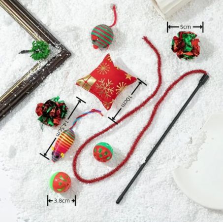 Yılbaşı Konseptli Kedi Oyuncak Seti 8 Parça