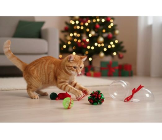 Yılbaşı Konseptli Kedi Küresi Oyuncak Seti 8 Parça