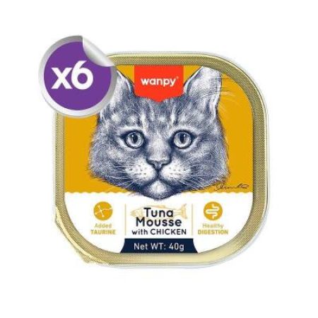 Wanpy Alutray Pouch Ton Balıklı ve Tavuklu Pate Yetişkin Kedi Konservesi 6x40 gr