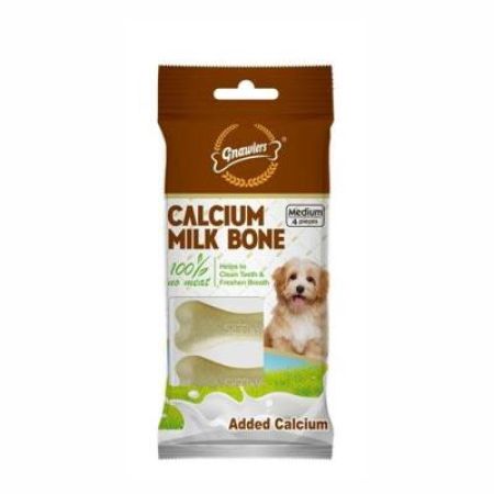 Gnawlers Kalsiyumlu Sütlü Köpek Ödül Kemiği M 7,5 cm 4'lü