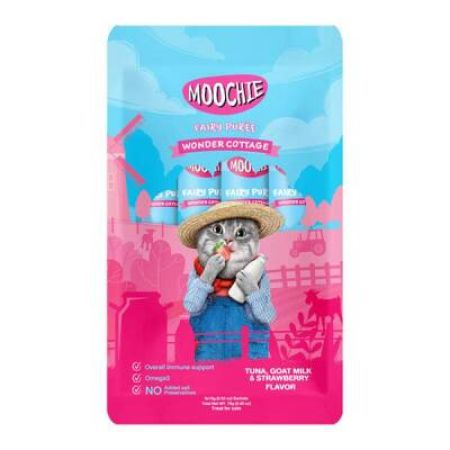 Moochie Creamy Çilekli ve Keçi Sütlü Sıvı Krema Kedi Ödülü 5x15 gr