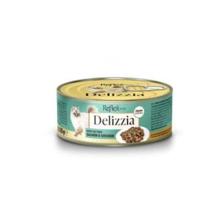 Reflex Plus Delizzia Sos İçinde Parça Etli Somonlu ve Tavuklu Yetişkin Kedi Konservesi 85 gr
