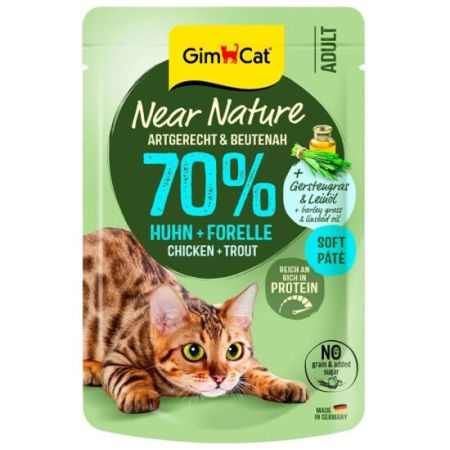 Gimcat Near Nature Pouch Tavuk Etli ve Alabalıklı Kedi Yaş Maması 85 Gr