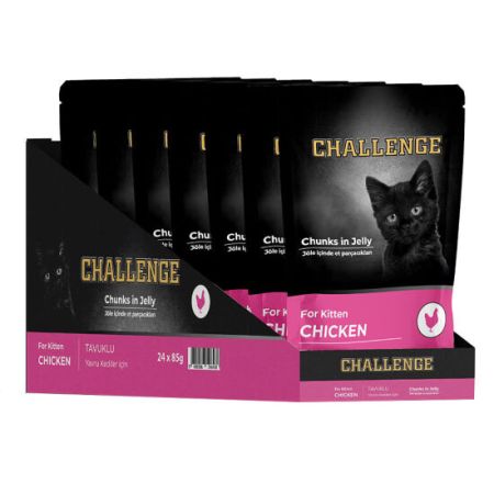 Challenge Pouch Kitten Tavuklu Yavru Kedi Yaş Maması 85 Gr x 24 Adet