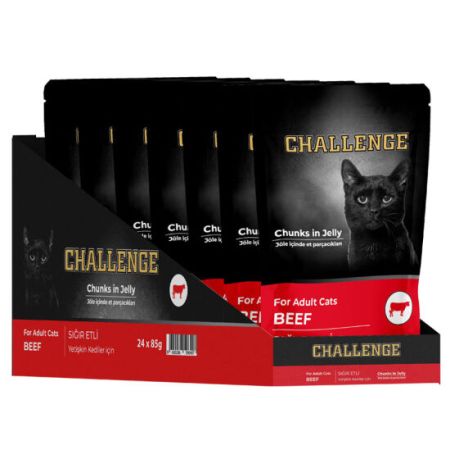 Challenge Pouch Sığır Etli Yetişkin Kedi Yaş Maması 85 Gr x 24 Adet