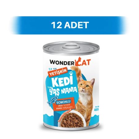 WonderCat Somonlu Yetişkin Kedi Konservesi 12 x 400 gr