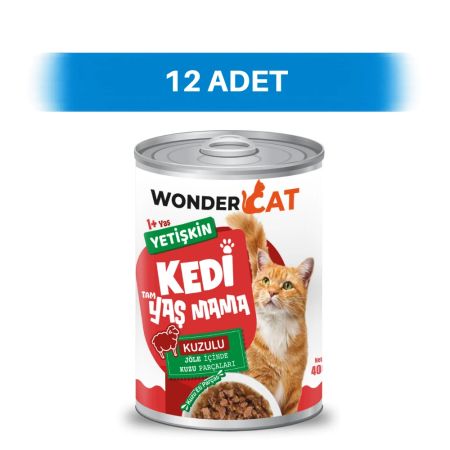 WonderCat Kuzulu Yetişkin Kedi Konservesi 12 x 400 gr