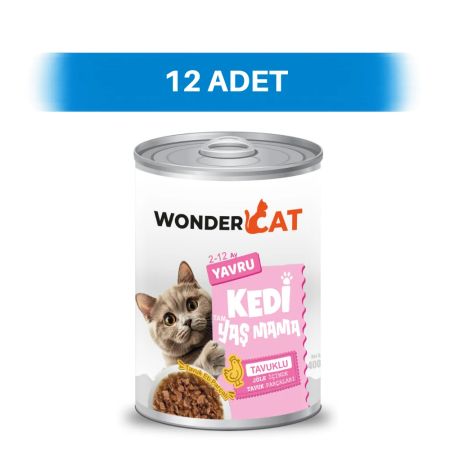 WonderCat Tavuklu Yavru Kedi Konservesi 12 x 400 gr