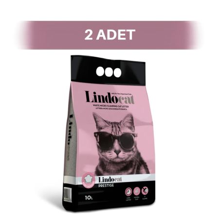 Lindocat Prestige Bebek Pudrası Kokulu İnce Taneli Topaklanan Bentonit Kedi Kumu 2 x 10 lt