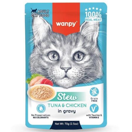 Wanpy Stew Pouch Ton Balık ve Tavuklu Kedi Yaş Maması 70 Gr