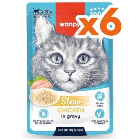 Wanpy Stew Pouch Tavuk Etli Kedi Yaş Maması 70 Gr x 6 Adet