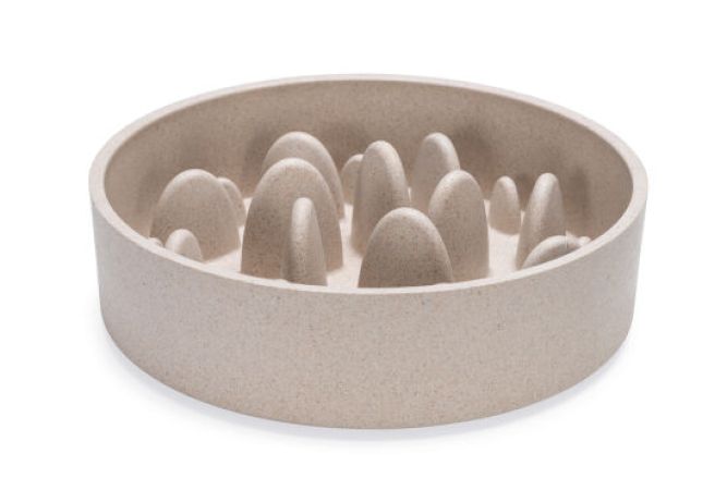 Beeztees DBL Köpek Yavaş Besleme Mama Kabı, Bambu, Bej, 21cm, 1430ml