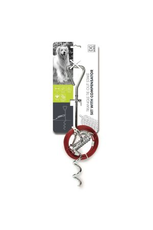 M-Pets Bahçe Halatlı Bağlama Kazığı Halat 6 Metre Kırmızı